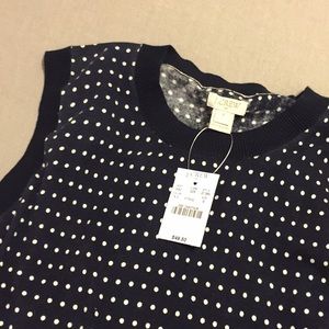 NWT J.Crew navy polka dot sleeveless sweater